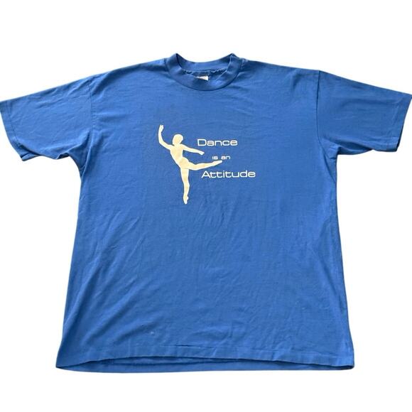 Vintage 80s Ballerina Dancer Dance Is An Attitude Single Stitch Shirt Adult XL - Picture 1 of 3